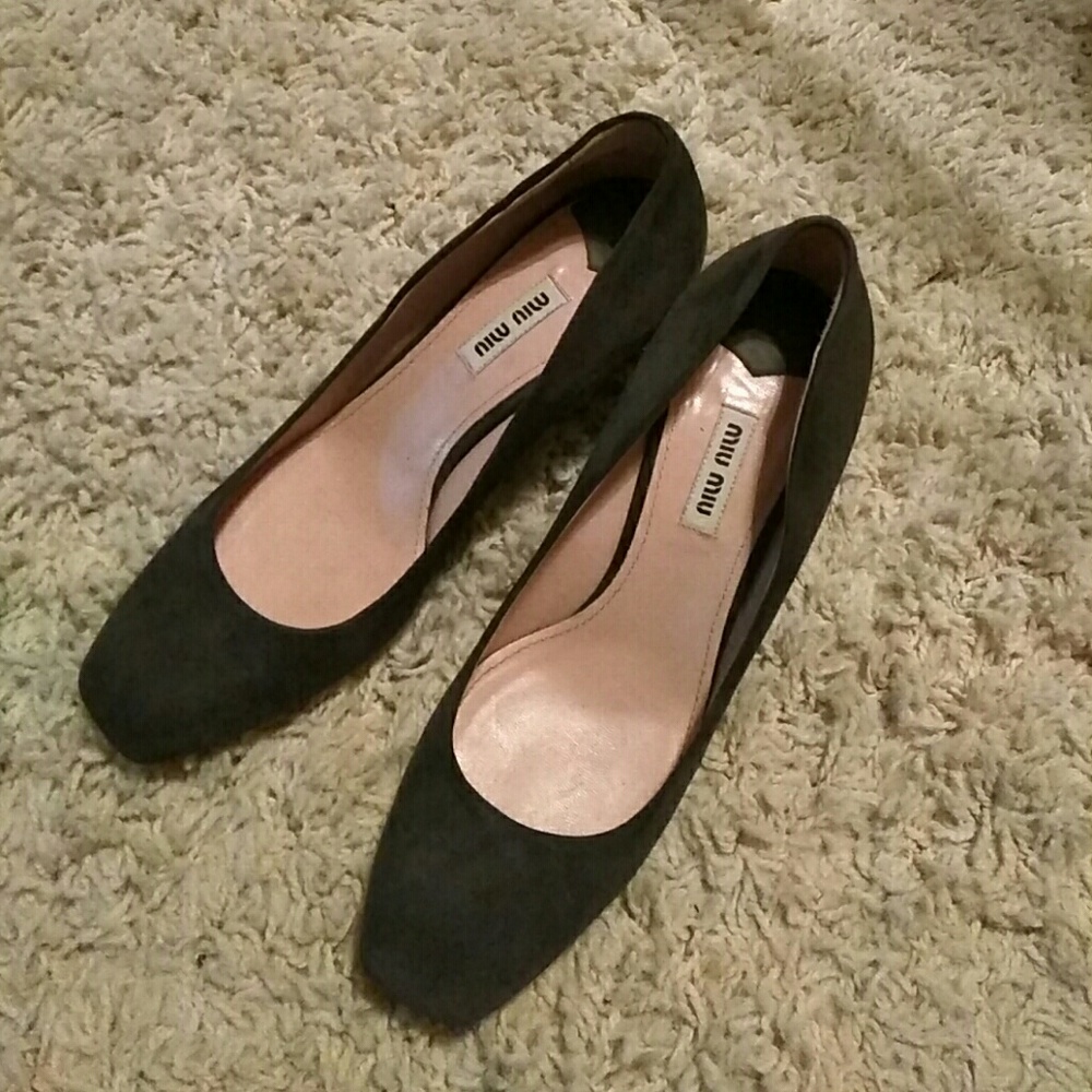 Miu Miu Suede Glitter Heel Pumps 38